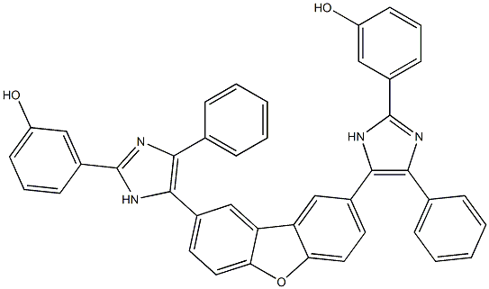 3-(5-{8-[2-(3-hydroxyphenyl)-4-phenyl-1H-imidazol-5-yl]dibenzo[b,d]furan-2-yl}-4-phenyl-1H-imidazol-2-yl)phenol 化学構造式