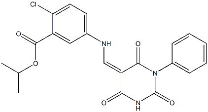 isopropyl 2-chloro-5-{[(2,4,6-trioxo-1-phenyltetrahydro-5(2H)-pyrimidinylidene)methyl]amino}benzoate 结构式