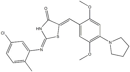  2-[(5-chloro-2-methylphenyl)imino]-5-[2,5-dimethoxy-4-(1-pyrrolidinyl)benzylidene]-1,3-thiazolidin-4-one