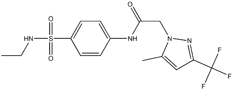 N-{4-[(ethylamino)sulfonyl]phenyl}-2-[5-methyl-3-(trifluoromethyl)-1H-pyrazol-1-yl]acetamide 化学構造式