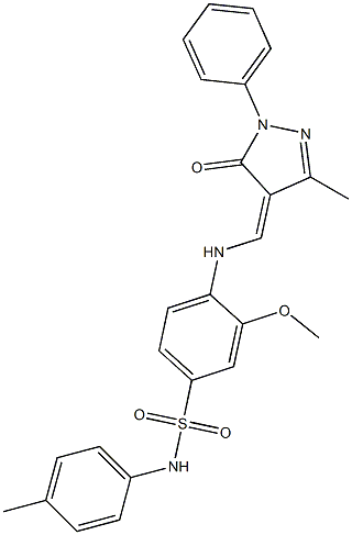 3-methoxy-4-{[(3-methyl-5-oxo-1-phenyl-1,5-dihydro-4H-pyrazol-4-ylidene)methyl]amino}-N-(4-methylphenyl)benzenesulfonamide Structure