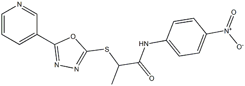 N-{4-nitrophenyl}-2-[(5-pyridin-3-yl-1,3,4-oxadiazol-2-yl)sulfanyl]propanamide Struktur