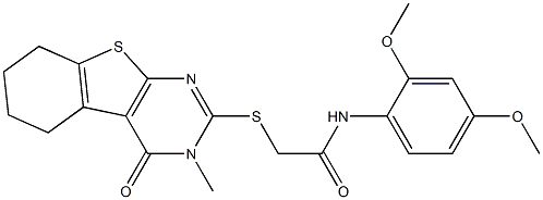 N-(2,4-dimethoxyphenyl)-2-[(3-methyl-4-oxo-3,4,5,6,7,8-hexahydro[1]benzothieno[2,3-d]pyrimidin-2-yl)sulfanyl]acetamide Structure