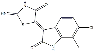 6-chloro-3-(2-imino-4-oxo-1,3-thiazolidin-5-ylidene)-7-methyl-1,3-dihydro-2H-indol-2-one