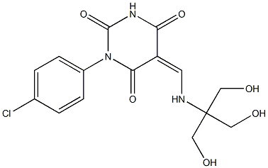 1-(4-chlorophenyl)-5-({[2-hydroxy-1,1-bis(hydroxymethyl)ethyl]amino}methylene)-2,4,6(1H,3H,5H)-pyrimidinetrione 结构式