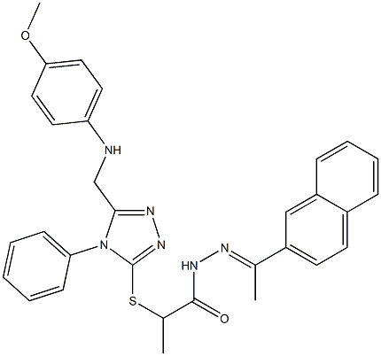 2-({5-[(4-methoxyanilino)methyl]-4-phenyl-4H-1,2,4-triazol-3-yl}sulfanyl)-N'-[1-(2-naphthyl)ethylidene]propanohydrazide Structure