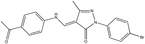 4-[(4-acetylanilino)methylene]-2-(4-bromophenyl)-5-methyl-2,4-dihydro-3H-pyrazol-3-one 化学構造式