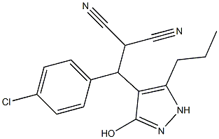 2-[(4-chlorophenyl)(3-hydroxy-5-propyl-1H-pyrazol-4-yl)methyl]malononitrile,,结构式