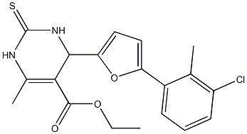 ethyl 4-[5-(3-chloro-2-methylphenyl)-2-furyl]-6-methyl-2-thioxo-1,2,3,4-tetrahydro-5-pyrimidinecarboxylate 化学構造式