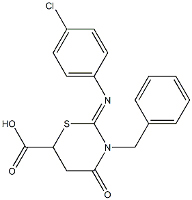 3-benzyl-2-[(4-chlorophenyl)imino]-4-oxo-1,3-thiazinane-6-carboxylic acid Struktur