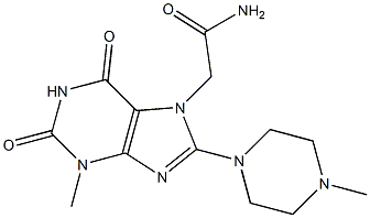 2-[3-methyl-8-(4-methyl-1-piperazinyl)-2,6-dioxo-1,2,3,6-tetrahydro-7H-purin-7-yl]acetamide Struktur