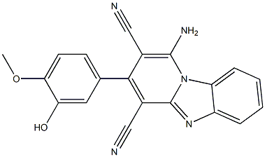 1-amino-3-(3-hydroxy-4-methoxyphenyl)pyrido[1,2-a]benzimidazole-2,4-dicarbonitrile Structure