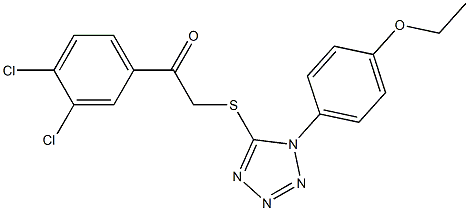 1-(3,4-dichlorophenyl)-2-{[1-(4-ethoxyphenyl)-1H-tetraazol-5-yl]sulfanyl}ethanone 化学構造式