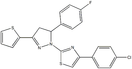 4-(4-chlorophenyl)-2-[5-(4-fluorophenyl)-3-(2-thienyl)-4,5-dihydro-1H-pyrazol-1-yl]-1,3-thiazole 结构式