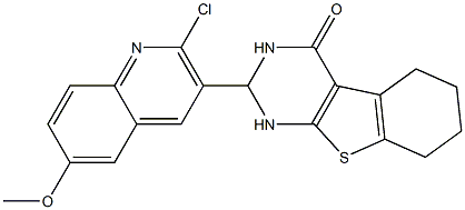 2-(2-chloro-6-methoxy-3-quinolinyl)-2,3,5,6,7,8-hexahydro[1]benzothieno[2,3-d]pyrimidin-4(1H)-one 化学構造式