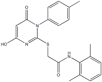 N-(2,6-dimethylphenyl)-2-{[4-hydroxy-1-(4-methylphenyl)-6-oxo-1,6-dihydro-2-pyrimidinyl]sulfanyl}acetamide,,结构式