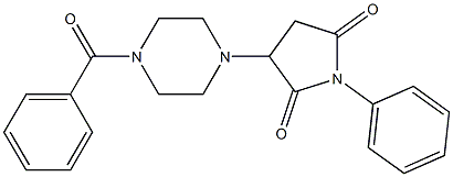 1-phenyl-3-[4-(phenylcarbonyl)piperazin-1-yl]pyrrolidine-2,5-dione Structure