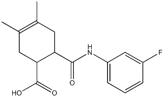 6-[(3-fluoroanilino)carbonyl]-3,4-dimethyl-3-cyclohexene-1-carboxylic acid,,结构式