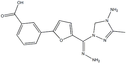 3-{5-[2-(4-amino-5-methyl-4H-1,2,4-triazol-3-yl)carbohydrazonoyl]-2-furyl}benzoic acid Structure