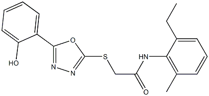 N-(2-ethyl-6-methylphenyl)-2-{[5-(2-hydroxyphenyl)-1,3,4-oxadiazol-2-yl]sulfanyl}acetamide Structure