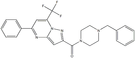 2-[(4-benzyl-1-piperazinyl)carbonyl]-5-phenyl-7-(trifluoromethyl)pyrazolo[1,5-a]pyrimidine,,结构式