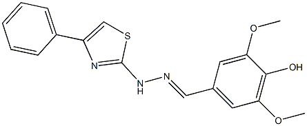 4-hydroxy-3,5-dimethoxybenzaldehyde (4-phenyl-1,3-thiazol-2-yl)hydrazone,,结构式