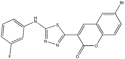 6-bromo-3-{5-[(3-fluorophenyl)amino]-1,3,4-thiadiazol-2-yl}-2H-chromen-2-one Struktur