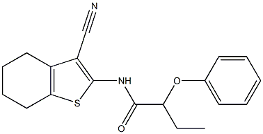 N-(3-cyano-4,5,6,7-tetrahydro-1-benzothien-2-yl)-2-phenoxybutanamide 化学構造式