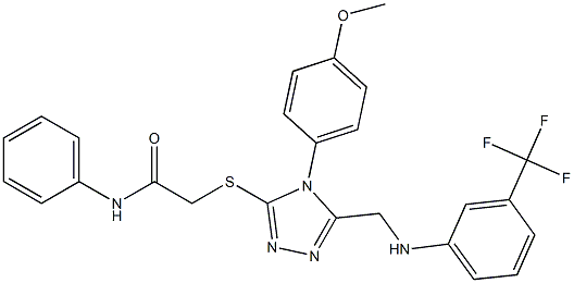 2-[(4-(4-methoxyphenyl)-5-{[3-(trifluoromethyl)anilino]methyl}-4H-1,2,4-triazol-3-yl)sulfanyl]-N-phenylacetamide 化学構造式