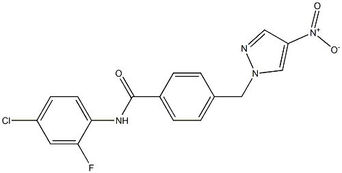 N-(4-chloro-2-fluorophenyl)-4-({4-nitro-1H-pyrazol-1-yl}methyl)benzamide Struktur