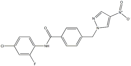 N-(4-chloro-2-fluorophenyl)-4-({4-nitro-1H-pyrazol-1-yl}methyl)benzamide Structure