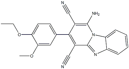 1-amino-3-(4-ethoxy-3-methoxyphenyl)pyrido[1,2-a]benzimidazole-2,4-dicarbonitrile,,结构式