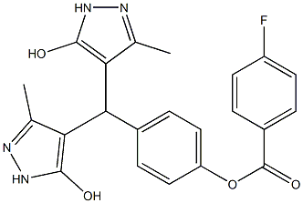 4-[bis(5-hydroxy-3-methyl-1H-pyrazol-4-yl)methyl]phenyl 4-fluorobenzoate 结构式