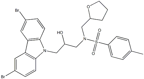 N-[3-(3,6-dibromo-9H-carbazol-9-yl)-2-hydroxypropyl]-4-methyl-N-(tetrahydro-2-furanylmethyl)benzenesulfonamide 化学構造式