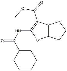 methyl 2-[(cyclohexylcarbonyl)amino]-5,6-dihydro-4H-cyclopenta[b]thiophene-3-carboxylate,,结构式