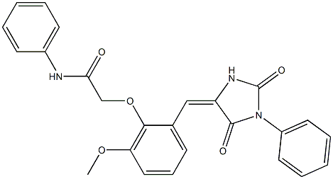 2-{2-[(2,5-dioxo-1-phenyl-4-imidazolidinylidene)methyl]-6-methoxyphenoxy}-N-phenylacetamide Structure