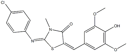  2-[(4-chlorophenyl)imino]-5-(4-hydroxy-3,5-dimethoxybenzylidene)-3-methyl-1,3-thiazolidin-4-one