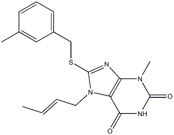 7-(2-butenyl)-3-methyl-8-[(3-methylbenzyl)sulfanyl]-3,7-dihydro-1H-purine-2,6-dione Structure