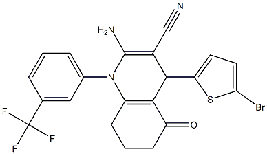 2-amino-4-(5-bromo-2-thienyl)-5-oxo-1-[3-(trifluoromethyl)phenyl]-1,4,5,6,7,8-hexahydro-3-quinolinecarbonitrile Structure