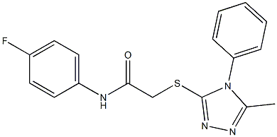 N-(4-fluorophenyl)-2-[(5-methyl-4-phenyl-4H-1,2,4-triazol-3-yl)sulfanyl]acetamide,,结构式