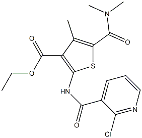 ethyl 2-{[(2-chloro-3-pyridinyl)carbonyl]amino}-5-[(dimethylamino)carbonyl]-4-methyl-3-thiophenecarboxylate,,结构式