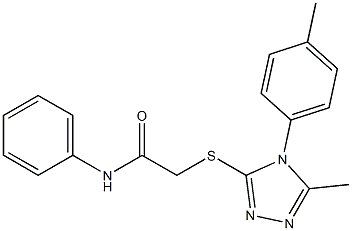 2-{[5-methyl-4-(4-methylphenyl)-4H-1,2,4-triazol-3-yl]sulfanyl}-N-phenylacetamide 化学構造式