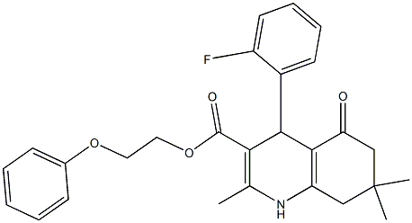 2-phenoxyethyl 4-(2-fluorophenyl)-2,7,7-trimethyl-5-oxo-1,4,5,6,7,8-hexahydro-3-quinolinecarboxylate 结构式