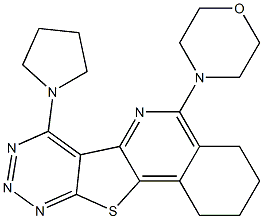 5-(4-morpholinyl)-7-(1-pyrrolidinyl)-1,2,3,4-tetrahydro[1,2,3]triazino[5',4':4,5]thieno[3,2-c]isoquinoline 化学構造式