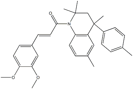 1-[3-(3,4-dimethoxyphenyl)acryloyl]-2,2,4,6-tetramethyl-4-(4-methylphenyl)-1,2,3,4-tetrahydroquinoline 结构式