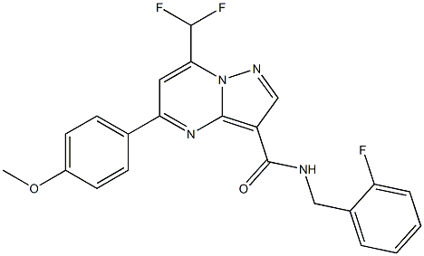 7-(difluoromethyl)-N-(2-fluorobenzyl)-5-(4-methoxyphenyl)pyrazolo[1,5-a]pyrimidine-3-carboxamide 化学構造式