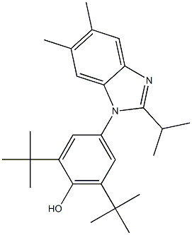 2,6-ditert-butyl-4-(2-isopropyl-5,6-dimethyl-1H-benzimidazol-1-yl)phenol 化学構造式