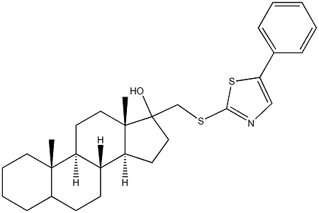 17-{[(5-phenyl-1,3-thiazol-2-yl)sulfanyl]methyl}androstan-17-ol Struktur