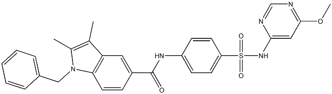  1-benzyl-N-(4-{[(6-methoxy-4-pyrimidinyl)amino]sulfonyl}phenyl)-2,3-dimethyl-1H-indole-5-carboxamide