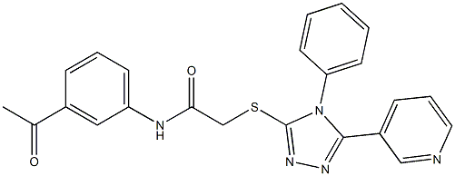 N-(3-acetylphenyl)-2-[(4-phenyl-5-pyridin-3-yl-4H-1,2,4-triazol-3-yl)sulfanyl]acetamide,,结构式